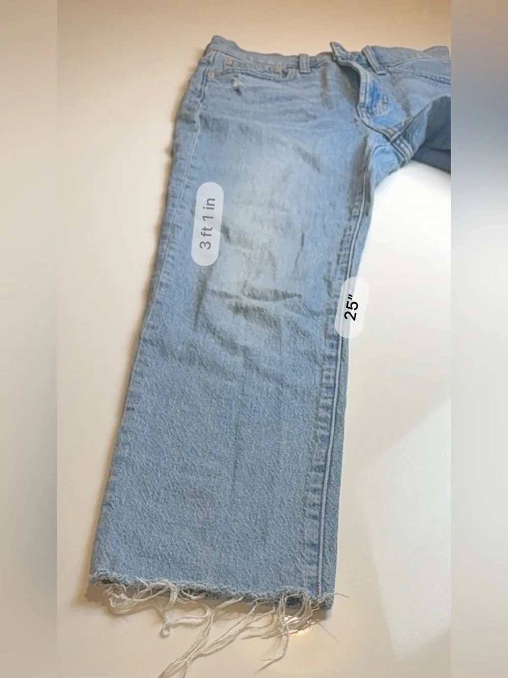 Madewell Jeans Perfect Vintage Straight Jean Light Wash Distress Raw Hem Size 26